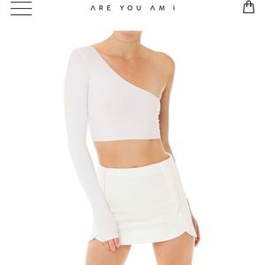 ARE YOU AM I Ling Top, White, Size Small